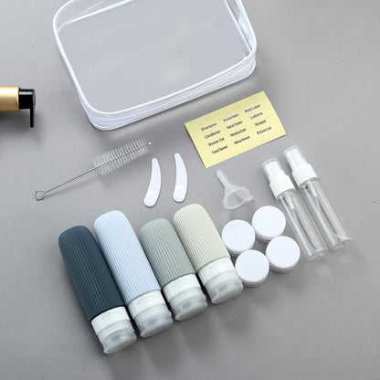 16-Piece Travel Bottle Set with Leak-Proof Silicone Squeeze Bottles – Reusable Toiletry Containers for Shampoo, Lotion, Makeup Remover (Grey)  | Other Colors Available in Store - Image 7