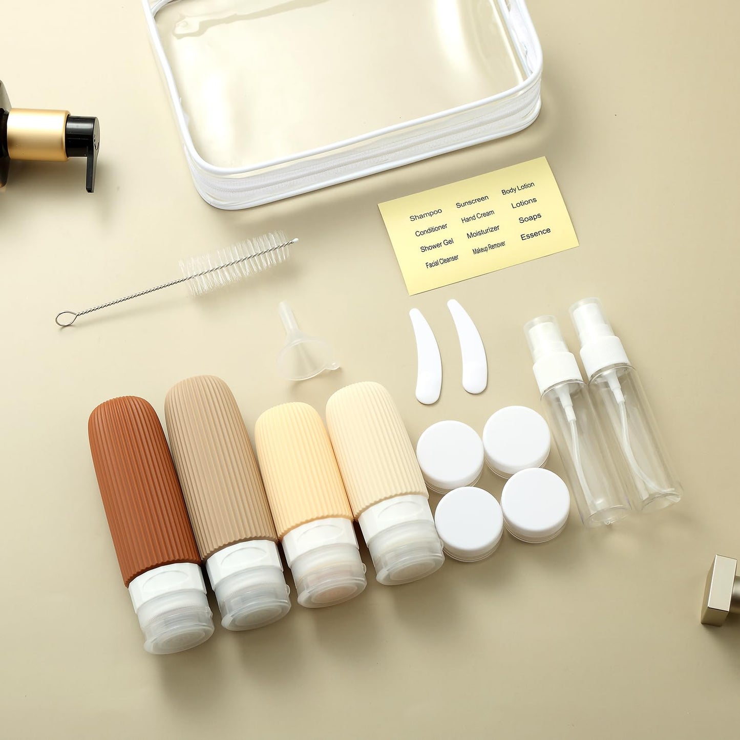 16-Piece Travel Bottle Set with Leak-Proof Silicone Squeeze Bottles – Reusable Toiletry Containers for Shampoo, Lotion, Makeup Remover (Cream)  | Other Colors Available in Store - Image 7