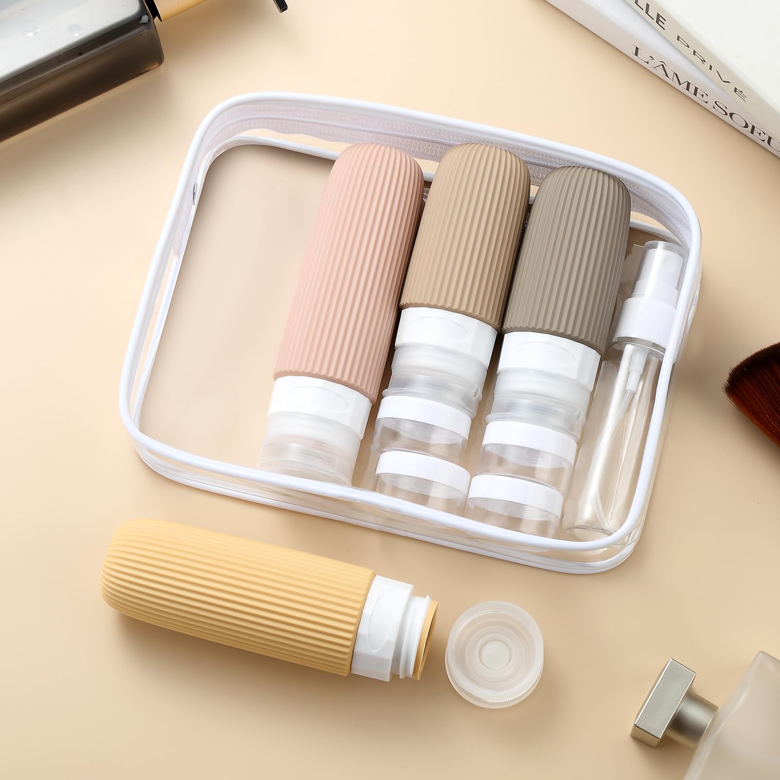 16-Piece Travel Bottle Set with Leak-Proof Silicone Squeeze Bottles – Reusable Toiletry Containers for Shampoo, Lotion, Makeup Remover (Apricot)  | Other Colors Available in Store - Image 5