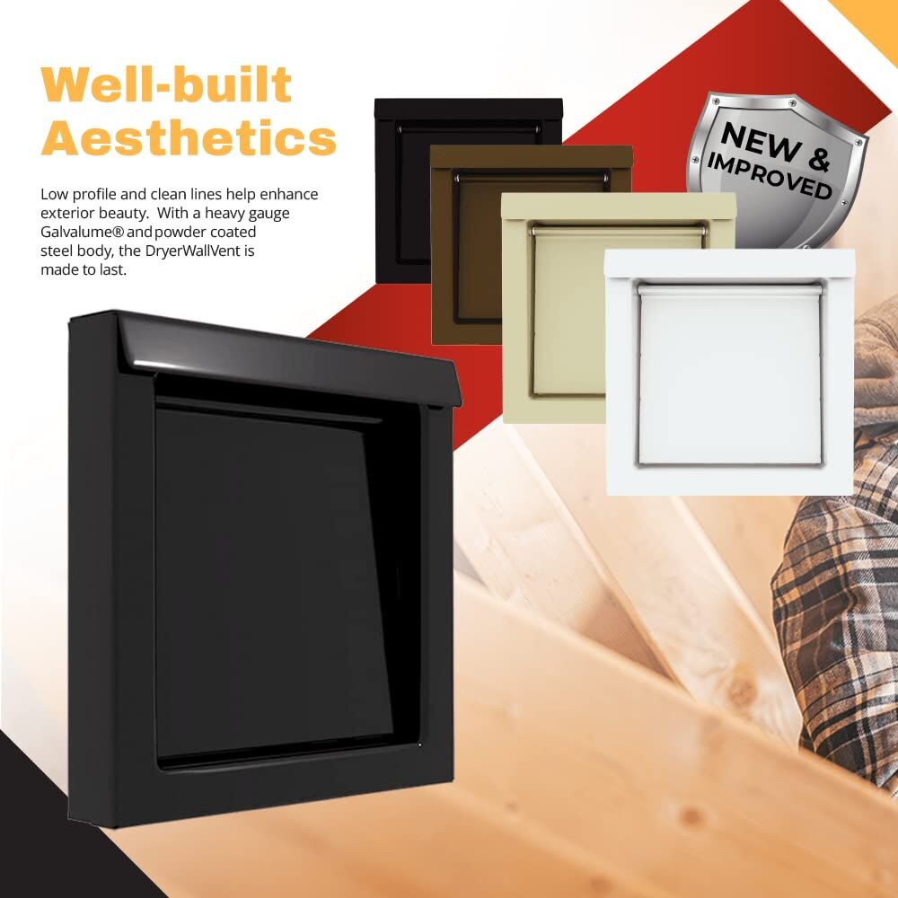 Black 4-Inch Dryer Vent Cover – Outdoor Wall Exhaust for Clothes Dryer & Bathroom Fan | Durable Galvalume Steel with Quiet Damper | Other Colours Available In-Store - Image 2