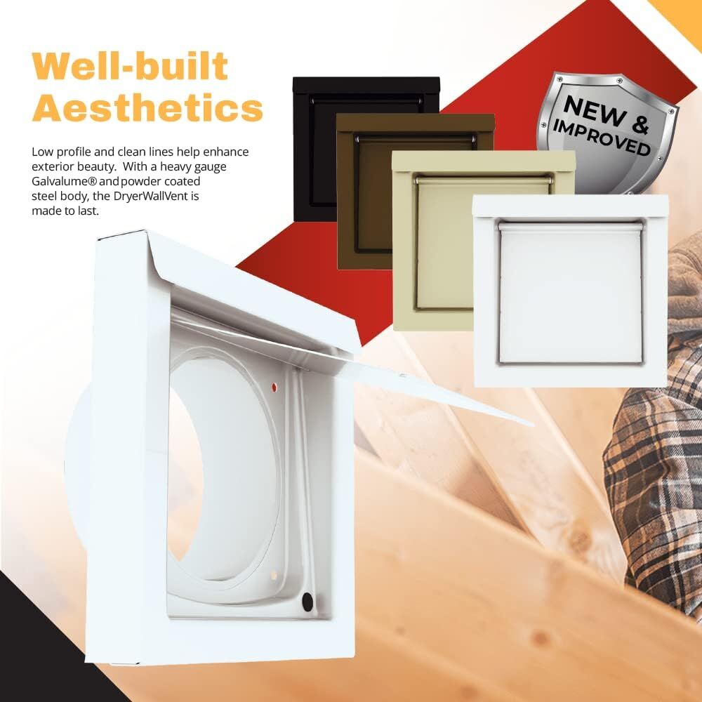 White 4-Inch Dryer Vent Cover – Outdoor Wall Exhaust for Clothes Dryer & Bathroom Fan | Durable Galvalume Steel with Quiet Damper | Other Colours Available In-Store - Image 4