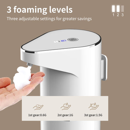 Automatic Sensor Foam Soap Dispenser – 350mL Rechargeable Touchless Hand Soap Pump with 3 Adjustable Levels & Type-C Charging (White)  - Image 4