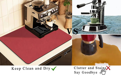 Kitchen Counter Mat for Coffee Maker – Absorbent & Quick-Dry Bar Pad with Non-Slip Backing, Protective Surface for Espresso Machine, Dish Drying Mat (Red,30*40cm) - Image 5