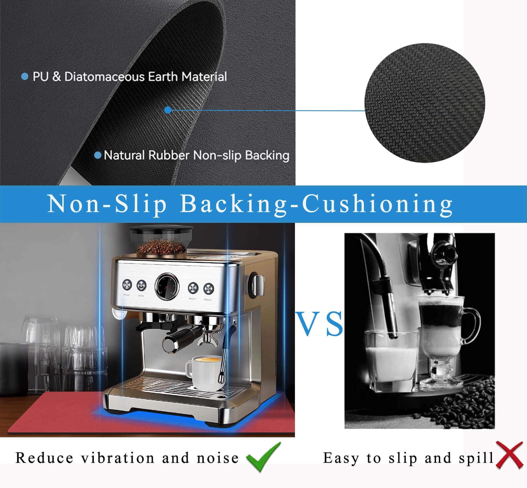 Kitchen Counter Mat for Coffee Maker – Absorbent & Quick-Dry Bar Pad with Non-Slip Backing, Protective Surface for Espresso Machine, Dish Drying Mat (Red,50*80cm) - Image 6