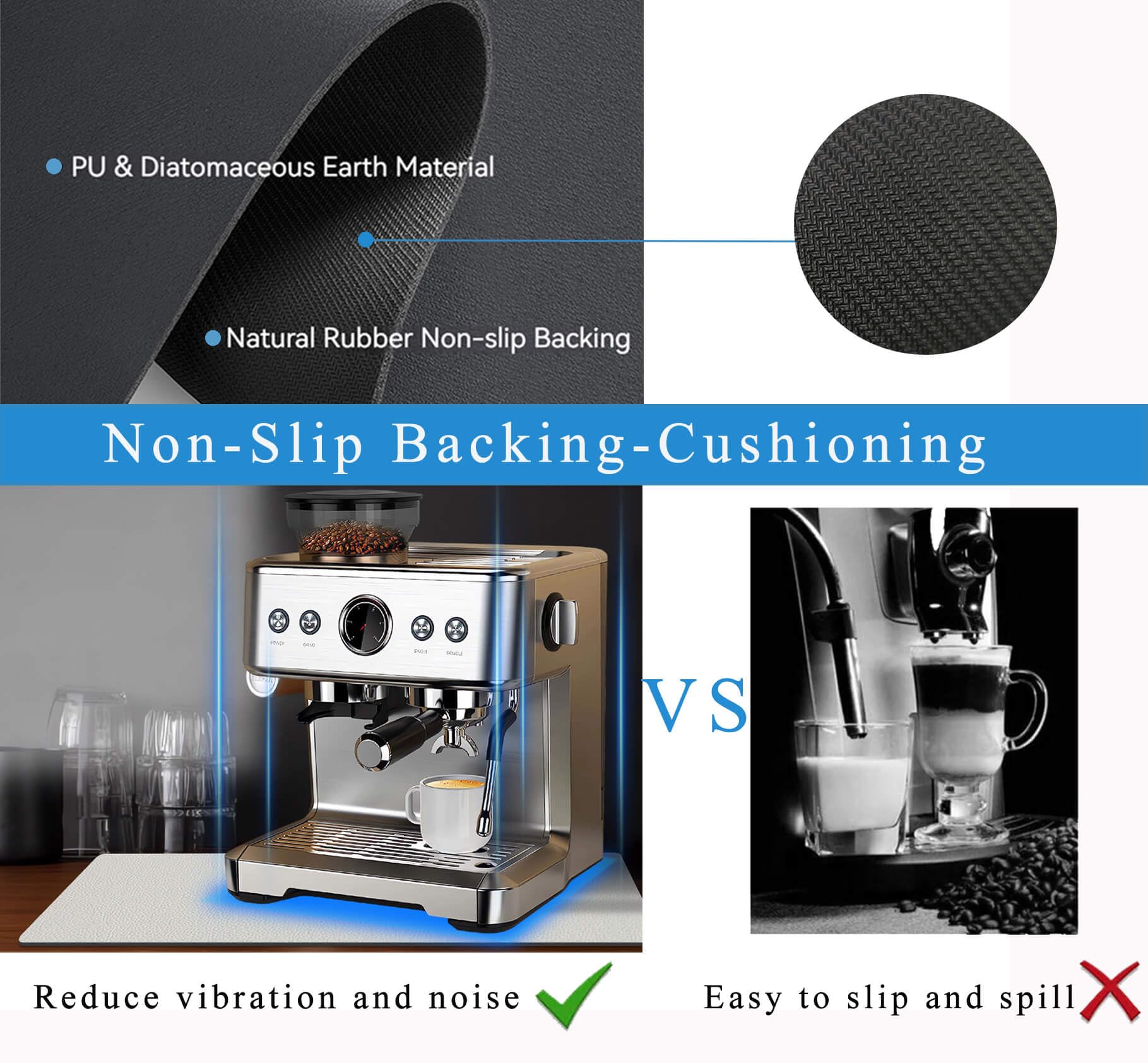 Kitchen Counter Mat for Coffee Maker – Absorbent & Quick-Dry Bar Pad with Non-Slip Backing, Protective Surface for Espresso Machine, Dish Drying Mat (Grey,40*60cm) - Image 6