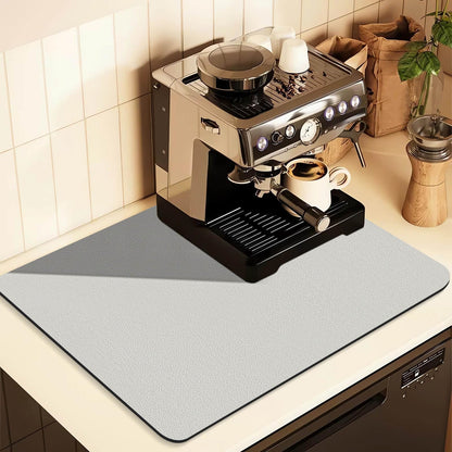 Kitchen Counter Mat for Coffee Maker – Absorbent & Quick-Dry Bar Pad with Non-Slip Backing, Protective Surface for Espresso Machine, Dish Drying Mat (Grey,60*90cm)