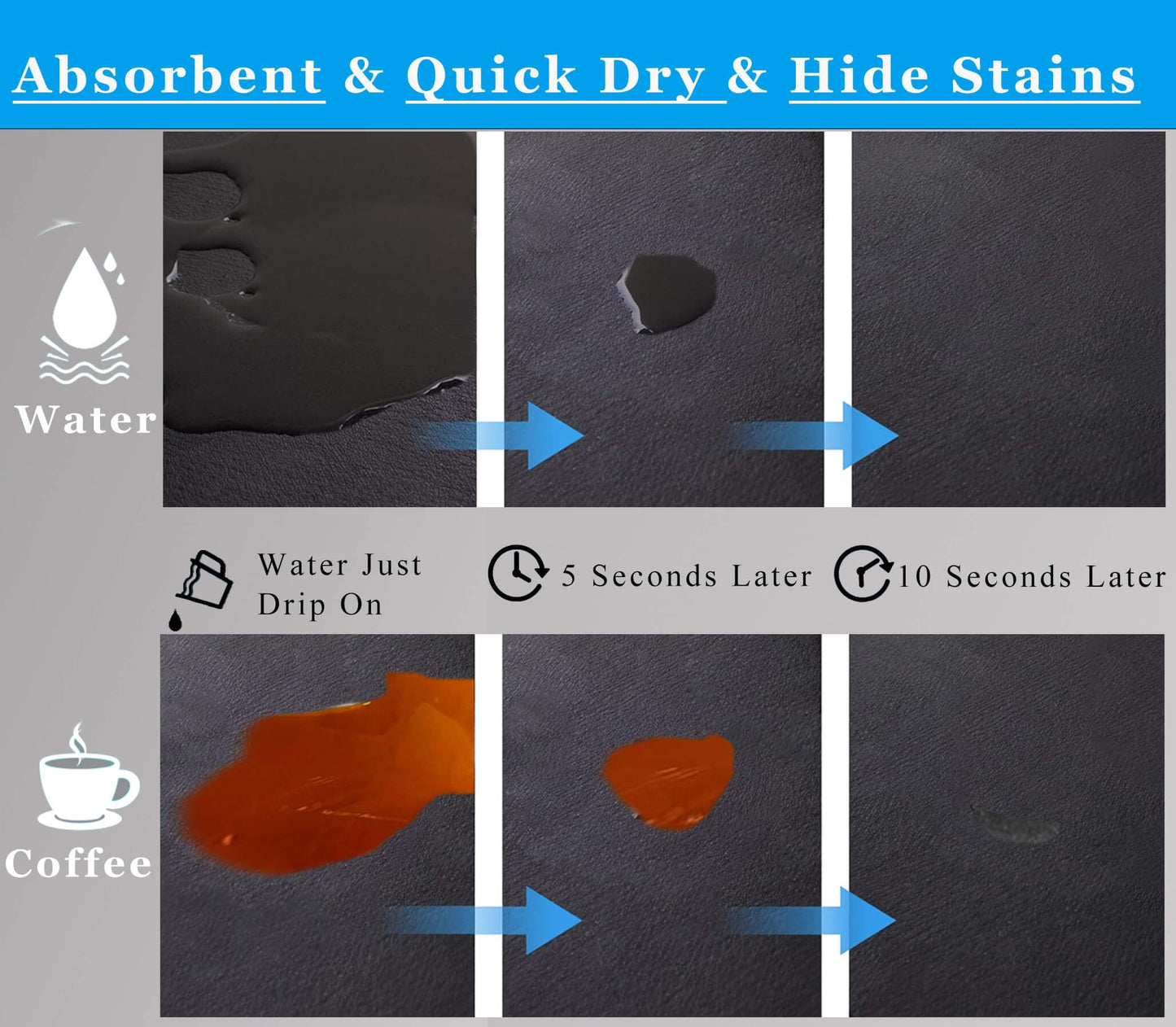 Kitchen Counter Mat for Coffee Maker – Absorbent & Quick-Dry Bar Pad with Non-Slip Backing, Protective Surface for Espresso Machine, Dish Drying Mat (Black,30*50cm) - Image 3