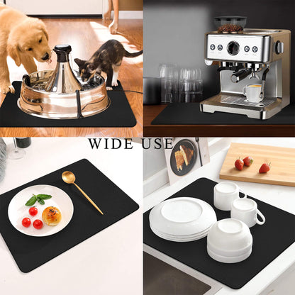 Kitchen Counter Mat for Coffee Maker – Absorbent & Quick-Dry Bar Pad with Non-Slip Backing, Protective Surface for Espresso Machine, Dish Drying Mat (Black,40*60cm) - Image 2