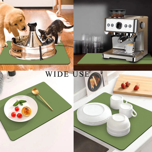 Kitchen Counter Mat for Coffee Maker – Absorbent & Quick-Dry Bar Pad with Non-Slip Backing, Protective Surface for Espresso Machine, Dish Drying Mat (Green,30*50cm) - Image 2