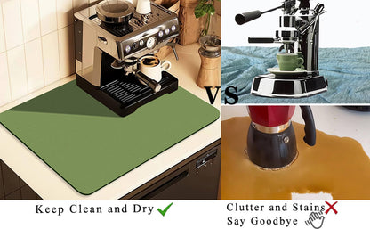 Kitchen Counter Mat for Coffee Maker – Absorbent & Quick-Dry Bar Pad with Non-Slip Backing, Protective Surface for Espresso Machine, Dish Drying Mat (Green,40*50cm) - Image 5