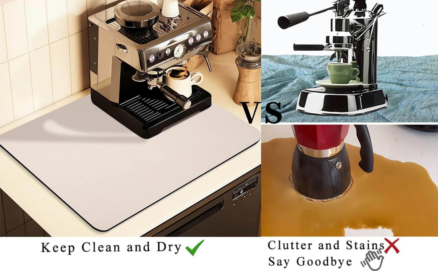Kitchen Counter Mat for Coffee Maker – Absorbent & Quick-Dry Bar Pad with Non-Slip Backing, Protective Surface for Espresso Machine, Dish Drying Mat (Beige,30*40cm) - Image 5