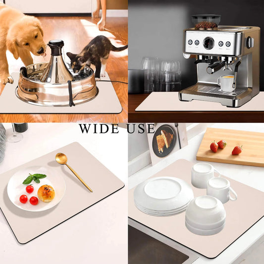 Kitchen Counter Mat for Coffee Maker – Absorbent & Quick-Dry Bar Pad with Non-Slip Backing, Protective Surface for Espresso Machine, Dish Drying Mat (Beige,40*60cm) - Image 2