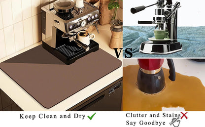 Kitchen Counter Mat for Coffee Maker – Absorbent & Quick-Dry Bar Pad with Non-Slip Backing, Protective Surface for Espresso Machine, Dish Drying Mat (Brown,50*80cm) - Image 5