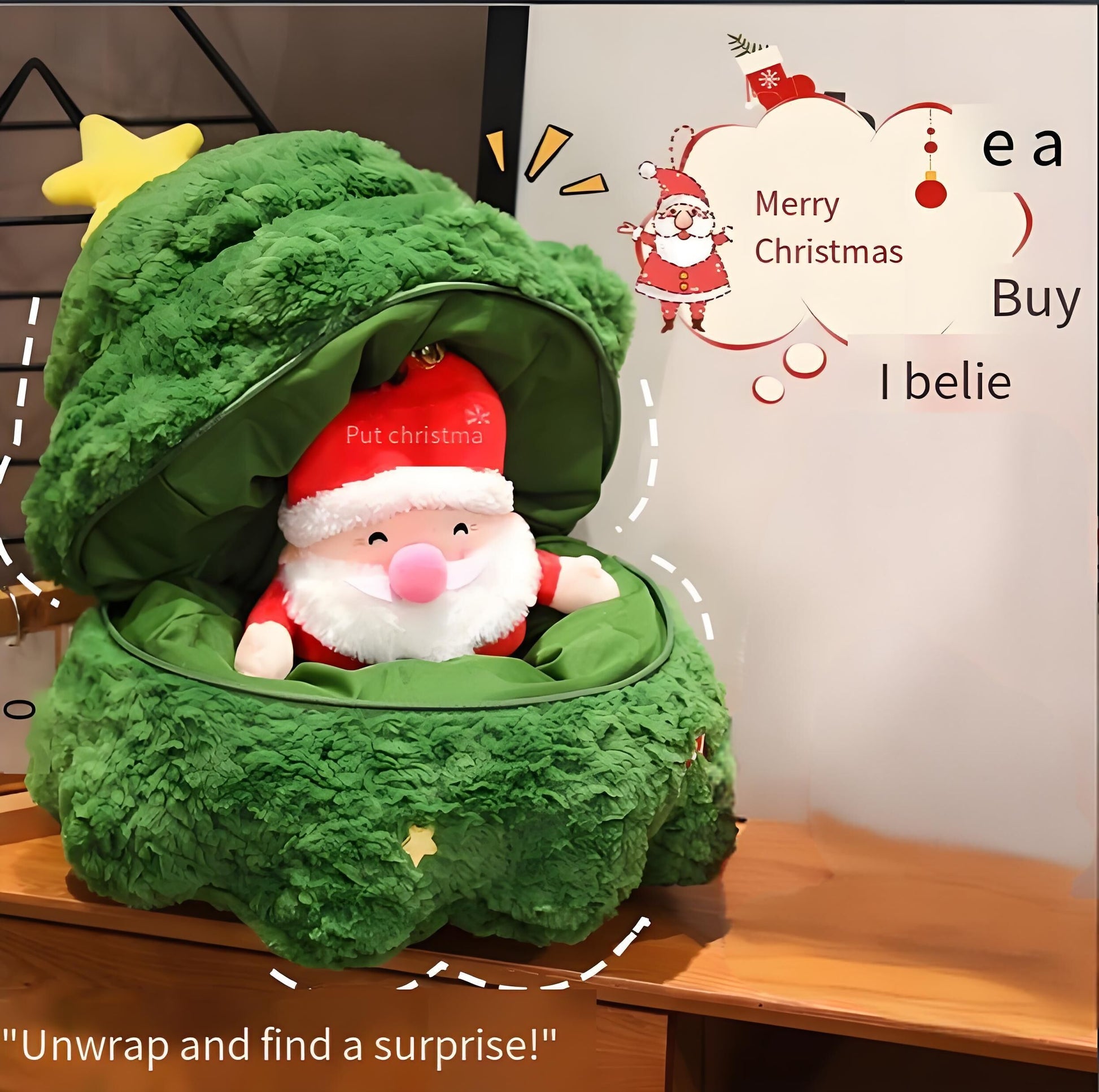 Christmas 4-in-1 Plush Set (Tree + Santa + Reindeer): Perfect Birthday/Christmas/Party Gift for Boys, Girls & Adults - Image 3