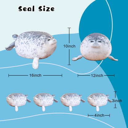 Gray Chubby Seal Plush Pillow with 4 Baby Seals Inside: Soft Stuffed Animal for Kids, Hug Pillow & Room Decor – Perfect Gift for Children - Image 5