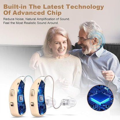 Rechargeable Behind-the-Ear Hearing Aids with Charging Case – Lightweight & Invisible Sound Amplifier for Seniors (Black Case, Skin Tone Device) - Image 6