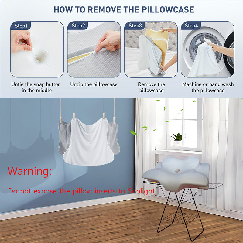 High-Performance Butterfly Memory Foam Pillow – 15° Cervical Support, Cooling Gel Cover, Ergonomic Contour Design for Neck Pain Relief & Deep Sleep – Ideal for Side & Back Sleepers (White & Gray) - Image 6