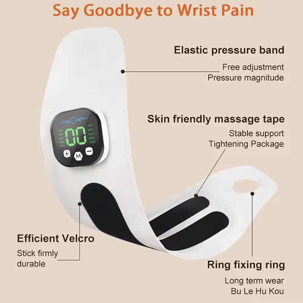 Smart Wrist Massage Brace with 10 Modes & 29 Intensity Levels – Rechargeable Heat Therapy and TENS for Pain Relief, Carpal Tunnel Support, and Joint Comfort (White)  | Blue Version Available In-Store - Image 4
