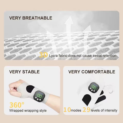 Smart Wrist Massage Brace with 10 Modes & 29 Intensity Levels – Rechargeable Heat Therapy and TENS for Pain Relief, Carpal Tunnel Support, and Joint Comfort (White)  | Blue Version Available In-Store - Image 5