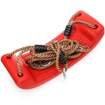 Outdoor Kids Plastic Swing Seat with Adjustable Rope – Durable Tree Swing for Backyard, 220lb Capacity, Red (Red) - Image 5