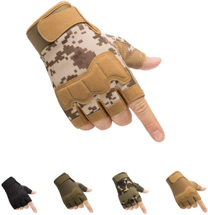Tactical Fingerless Gloves with Knuckle Protection – Breathable Outdoor Gloves for Shooting, Hunting, Cycling, and Training (Yellow Camouflage,M)