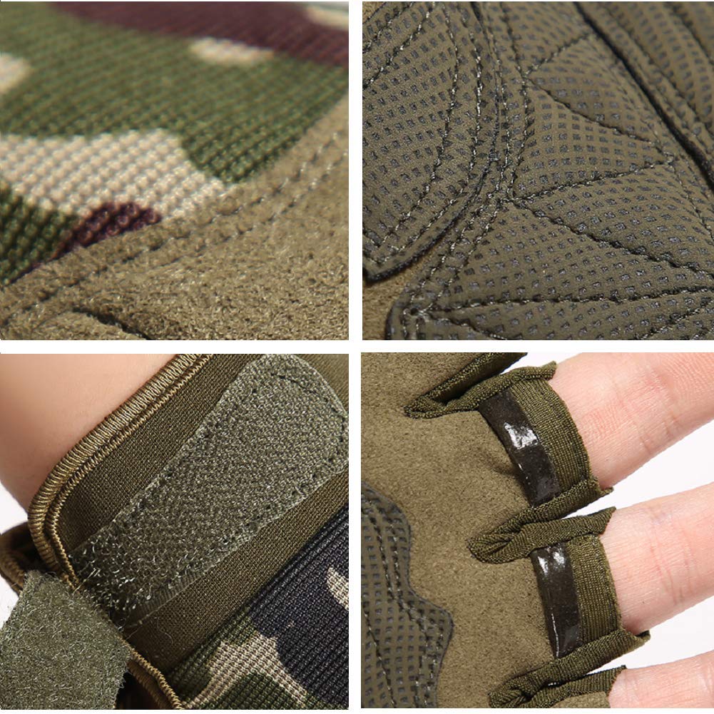 Tactical Fingerless Gloves with Knuckle Protection – Breathable Outdoor Gloves for Shooting, Hunting, Cycling, and Training (Green,L) - Image 2