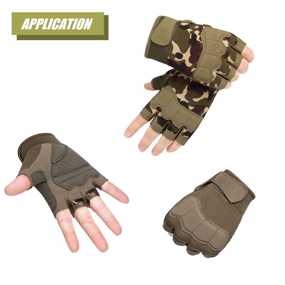 Tactical Fingerless Gloves with Knuckle Protection – Breathable Outdoor Gloves for Shooting, Hunting, Cycling, and Training (Green Camouflage,M) - Image 5