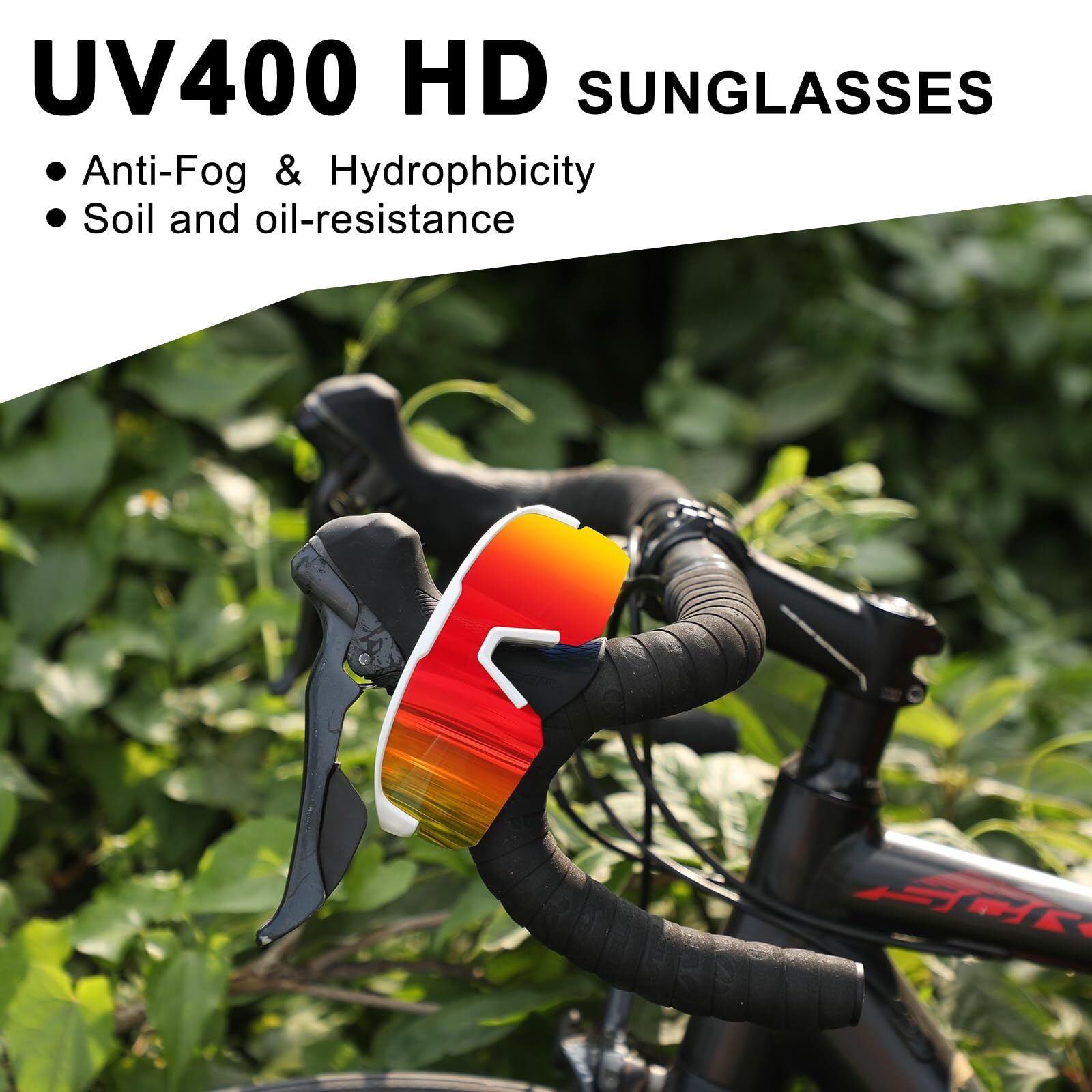 High-End Polarized Sports Sunglasses for Men Women – UV400 Protection, Anti-Fog, Lightweight TR90 Frame, Removable Lens, Ideal for Cycling, Running, Fishing, Golf (White & Red) - Image 3