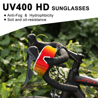 High-End Polarized Sports Sunglasses for Men Women – UV400 Protection, Anti-Fog, Lightweight TR90 Frame, Removable Lens, Ideal for Cycling, Running, Fishing, Golf (White & Red) - Image 3