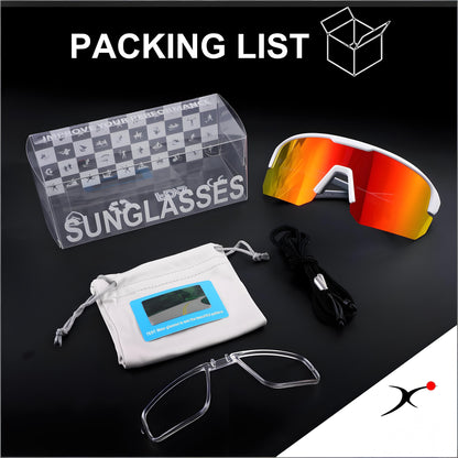 High-End Polarized Sports Sunglasses for Men Women – UV400 Protection, Anti-Fog, Lightweight TR90 Frame, Removable Lens, Ideal for Cycling, Running, Fishing, Golf (White & Red) - Image 6