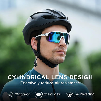 High-End Polarized Sports Sunglasses for Men Women – UV400 Protection, Anti-Fog, Lightweight TR90 Frame, Removable Lens, Ideal for Cycling, Running, Fishing, Golf (White & Blue) - Image 2