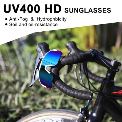 High-End Polarized Sports Sunglasses for Men Women – UV400 Protection, Anti-Fog, Lightweight TR90 Frame, Removable Lens, Ideal for Cycling, Running, Fishing, Golf (White & Blue) - Image 4