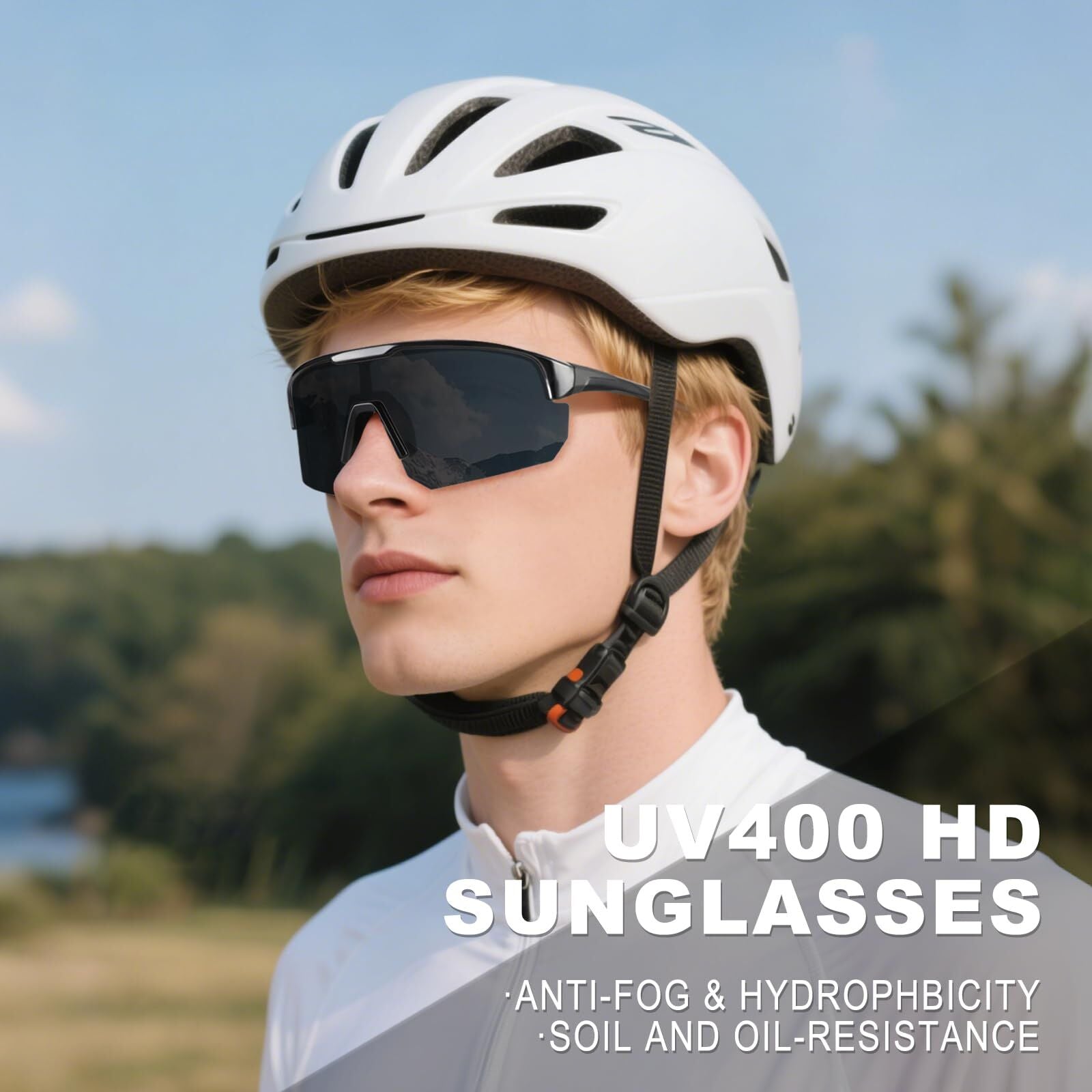 High-End Polarized Sports Sunglasses for Men Women – UV400 Protection, Anti-Fog, Lightweight TR90 Frame, Removable Lens, Ideal for Cycling, Running, Fishing, Golf (Black) - Image 2