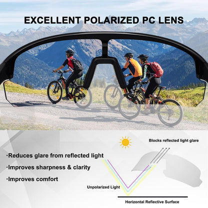 High-End Polarized Sports Sunglasses for Men Women – UV400 Protection, Anti-Fog, Lightweight TR90 Frame, Removable Lens, Ideal for Cycling, Running, Fishing, Golf (Black) - Image 3