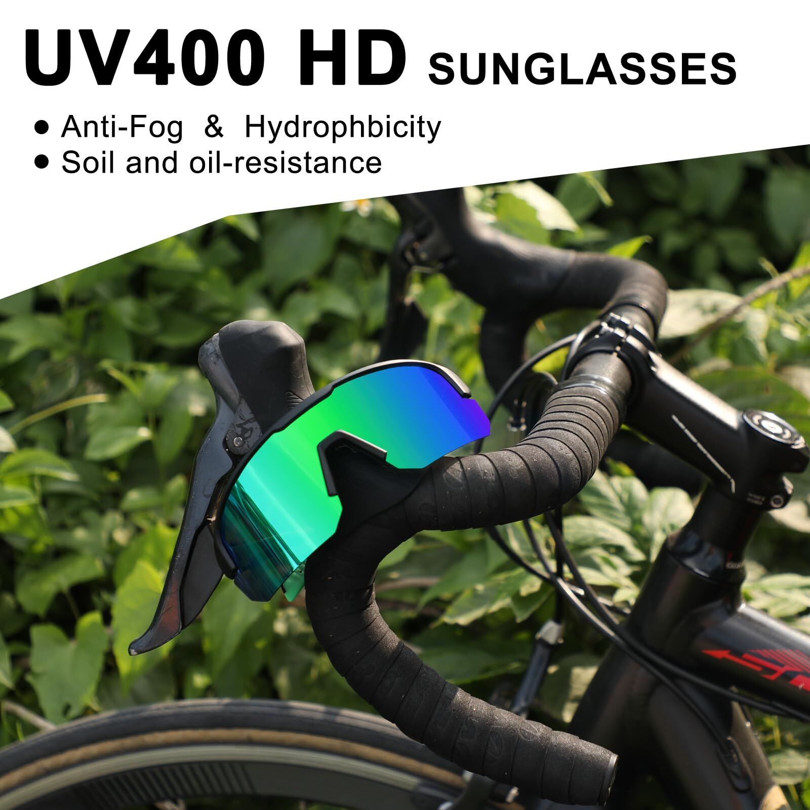 High-End Polarized Sports Sunglasses for Men Women – UV400 Protection, Anti-Fog, Lightweight TR90 Frame, Removable Lens, Ideal for Cycling, Running, Fishing, Golf (Black & Green) - Image 3