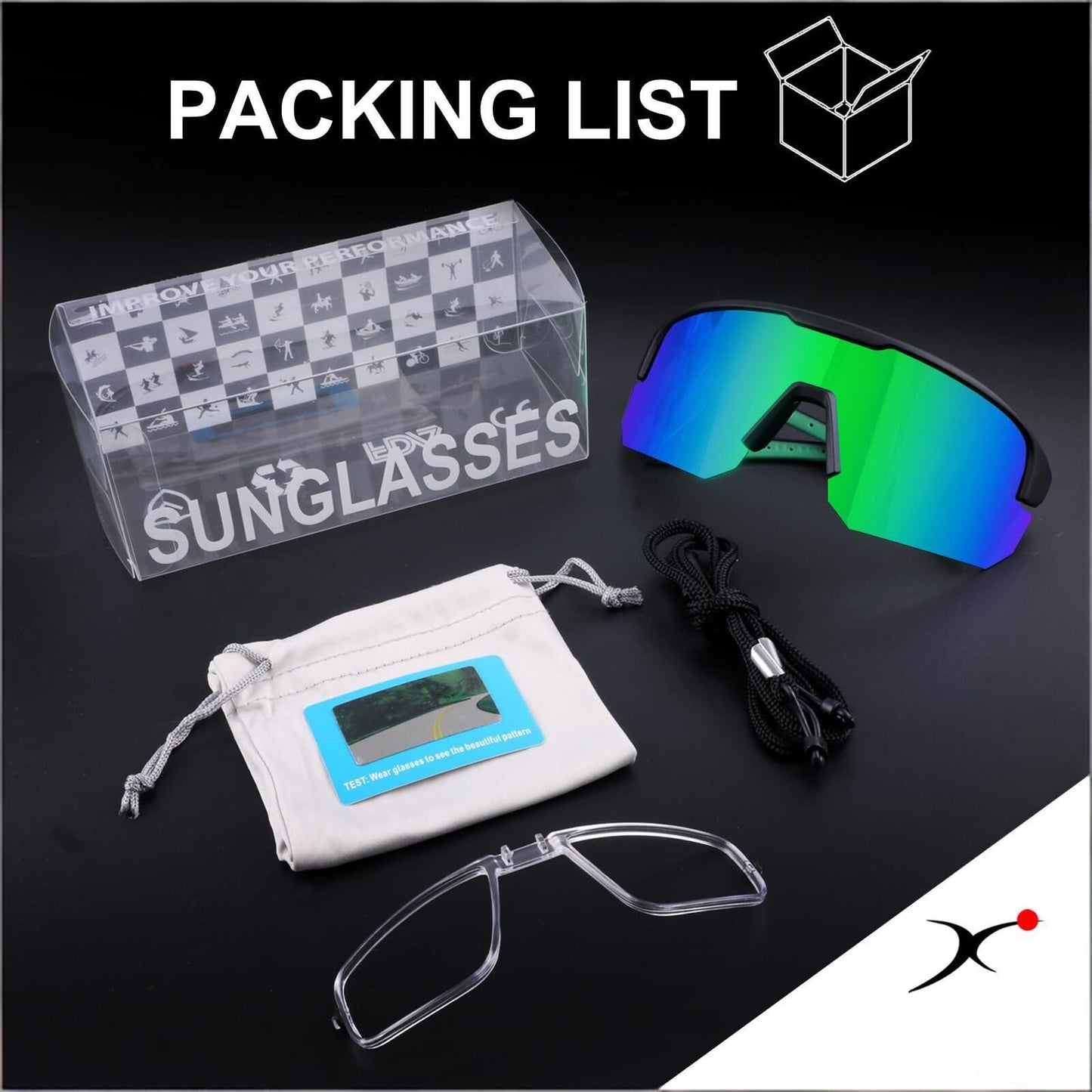 High-End Polarized Sports Sunglasses for Men Women – UV400 Protection, Anti-Fog, Lightweight TR90 Frame, Removable Lens, Ideal for Cycling, Running, Fishing, Golf (Black & Green) - Image 6