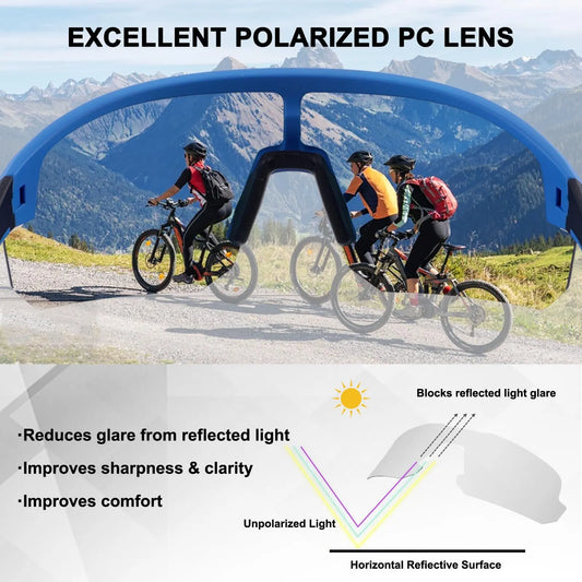 High-End Polarized Sports Sunglasses for Men Women – UV400 Protection, Anti-Fog, Lightweight TR90 Frame, Removable Lens, Ideal for Cycling, Running, Fishing, Golf (Blue & Red) - Image 2