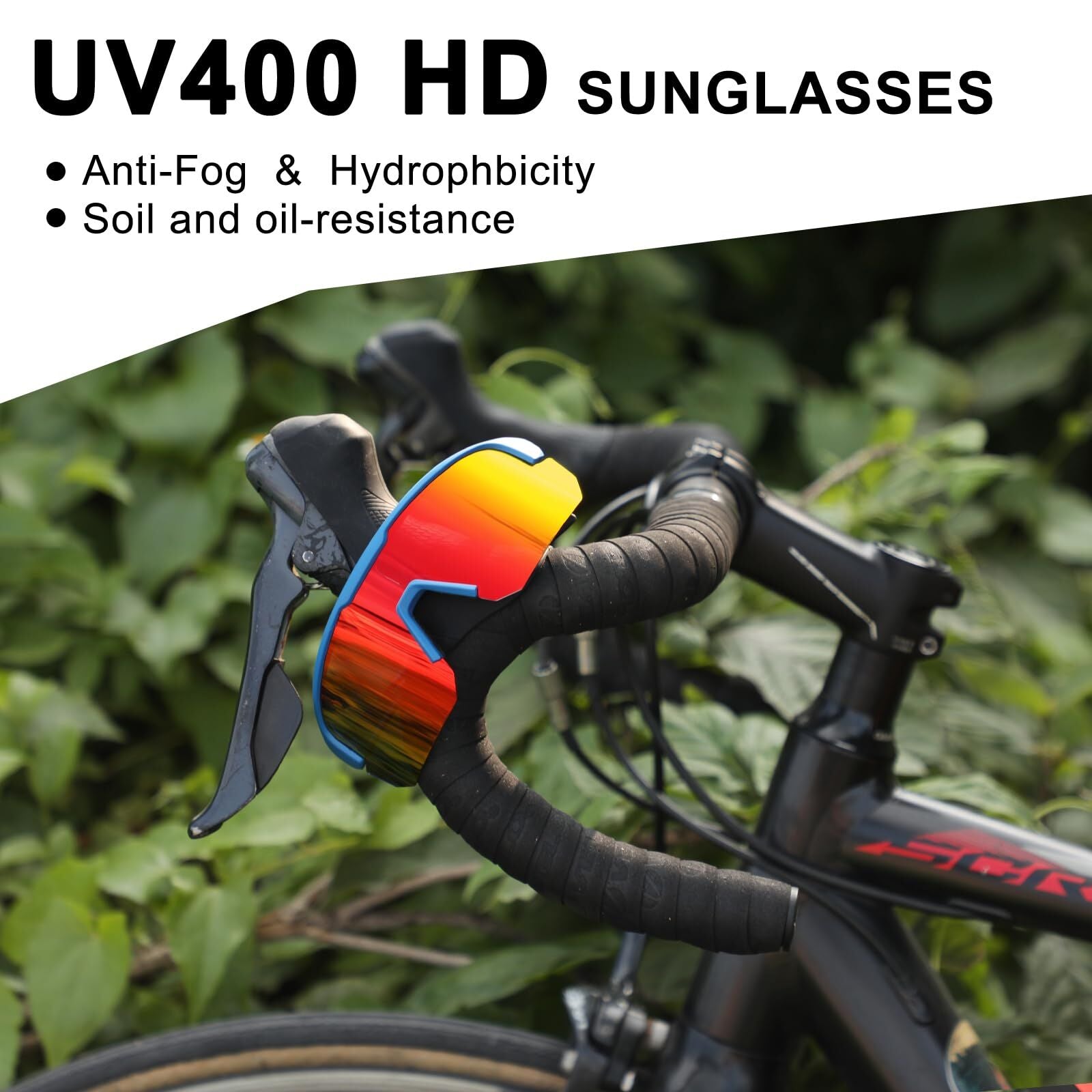 High-End Polarized Sports Sunglasses for Men Women – UV400 Protection, Anti-Fog, Lightweight TR90 Frame, Removable Lens, Ideal for Cycling, Running, Fishing, Golf (Blue & Red) - Image 3