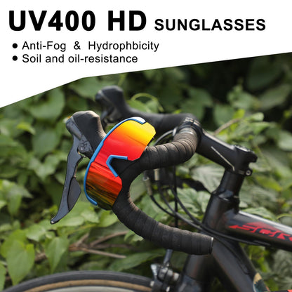 High-End Polarized Sports Sunglasses for Men Women – UV400 Protection, Anti-Fog, Lightweight TR90 Frame, Removable Lens, Ideal for Cycling, Running, Fishing, Golf (Blue & Red) - Image 3