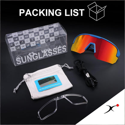 High-End Polarized Sports Sunglasses for Men Women – UV400 Protection, Anti-Fog, Lightweight TR90 Frame, Removable Lens, Ideal for Cycling, Running, Fishing, Golf (Blue & Red) - Image 6