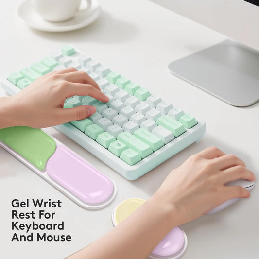 Ergonomic Gel Wrist Rest Set – Keyboard and Mouse Support Pad with Soft Cushioning for Office, Work, Gaming, and Study – Anti-Slip Base, Comfortable Design (Pink-Green-Orange) - Image 2
