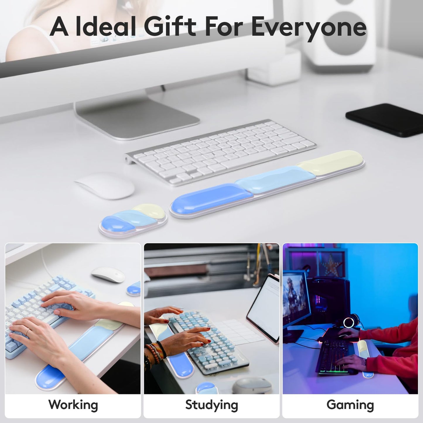 Ergonomic Gel Wrist Rest Set – Keyboard and Mouse Support Pad with Soft Cushioning for Office, Work, Gaming, and Study – Anti-Slip Base, Comfortable Design (Blue) - Image 9