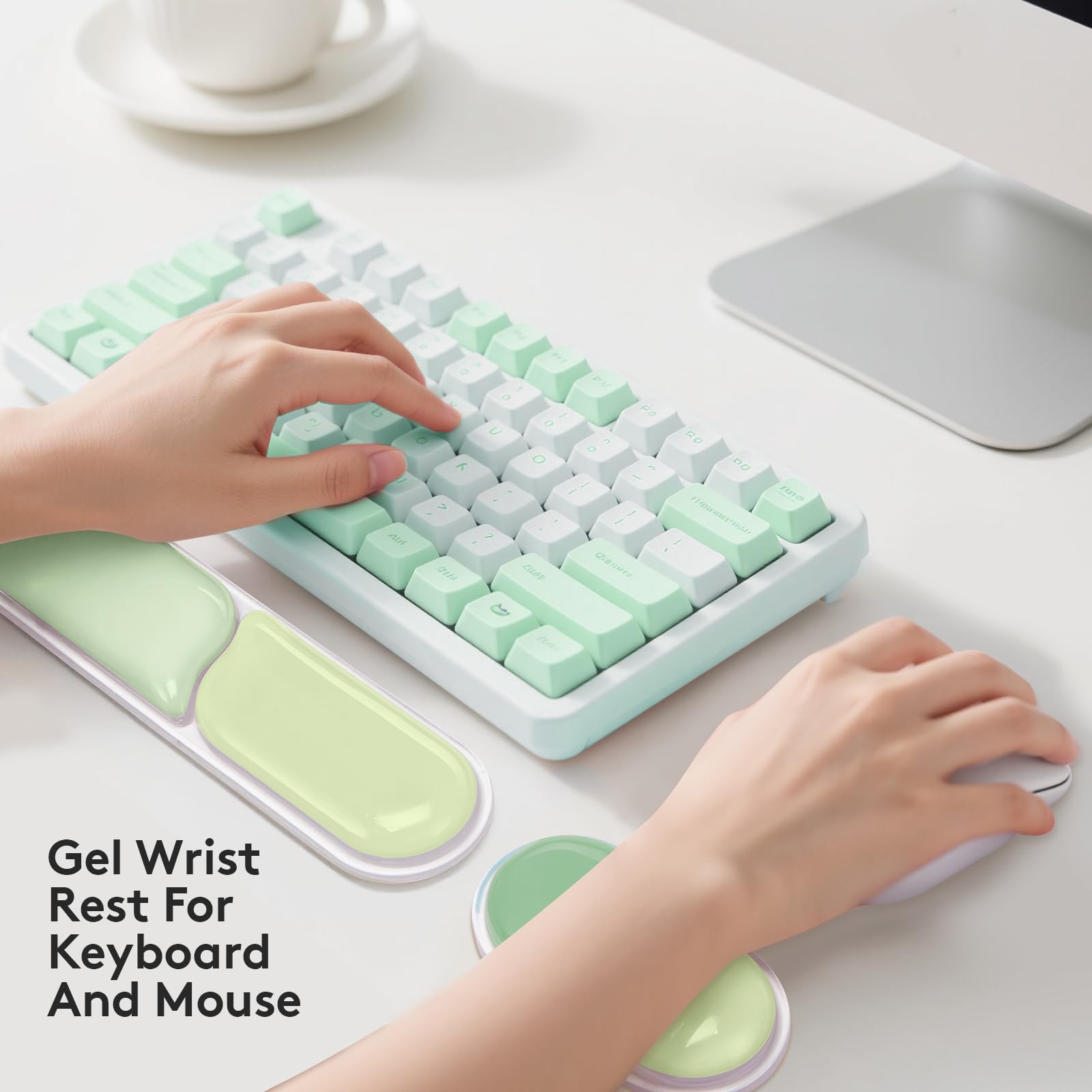 Ergonomic Gel Wrist Rest Set – Keyboard and Mouse Support Pad with Soft Cushioning for Office, Work, Gaming, and Study – Anti-Slip Base, Comfortable Design (Green) - Image 2