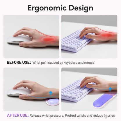 Ergonomic Gel Wrist Rest Set – Keyboard and Mouse Support Pad with Soft Cushioning for Office, Work, Gaming, and Study – Anti-Slip Base, Comfortable Design (Purple) - Image 4