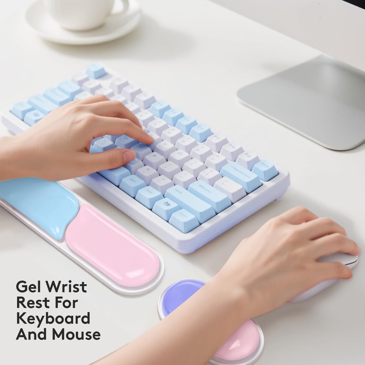 Ergonomic Gel Wrist Rest Set – Keyboard and Mouse Support Pad with Soft Cushioning for Office, Work, Gaming, and Study – Anti-Slip Base, Comfortable Design (Purple-Blue-Pink) - Image 2