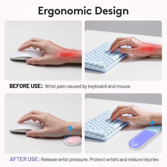 Ergonomic Gel Wrist Rest Set – Keyboard and Mouse Support Pad with Soft Cushioning for Office, Work, Gaming, and Study – Anti-Slip Base, Comfortable Design (Purple-Blue-Pink) - Image 3