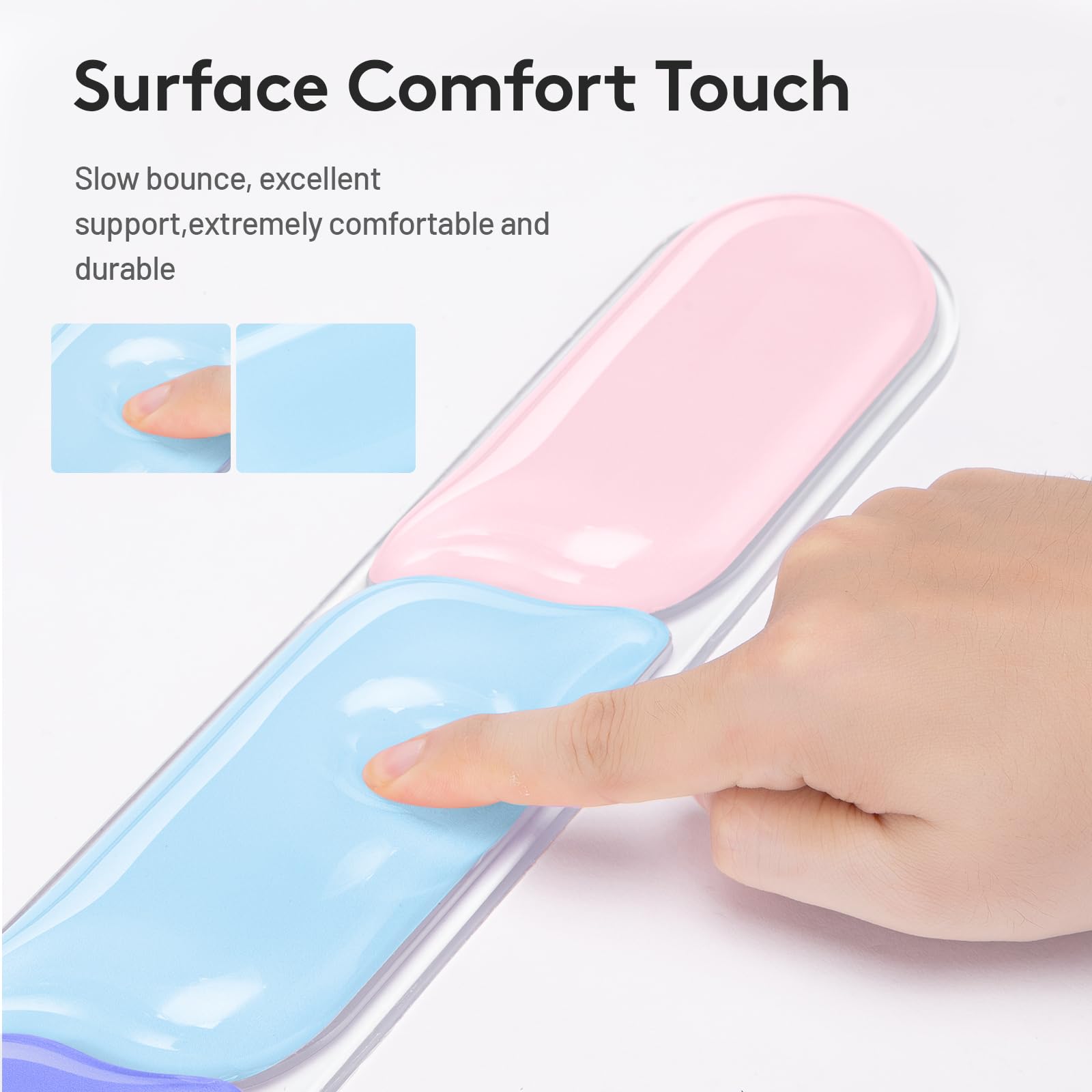Ergonomic Gel Wrist Rest Set – Keyboard and Mouse Support Pad with Soft Cushioning for Office, Work, Gaming, and Study – Anti-Slip Base, Comfortable Design (Purple-Blue-Pink) - Image 4
