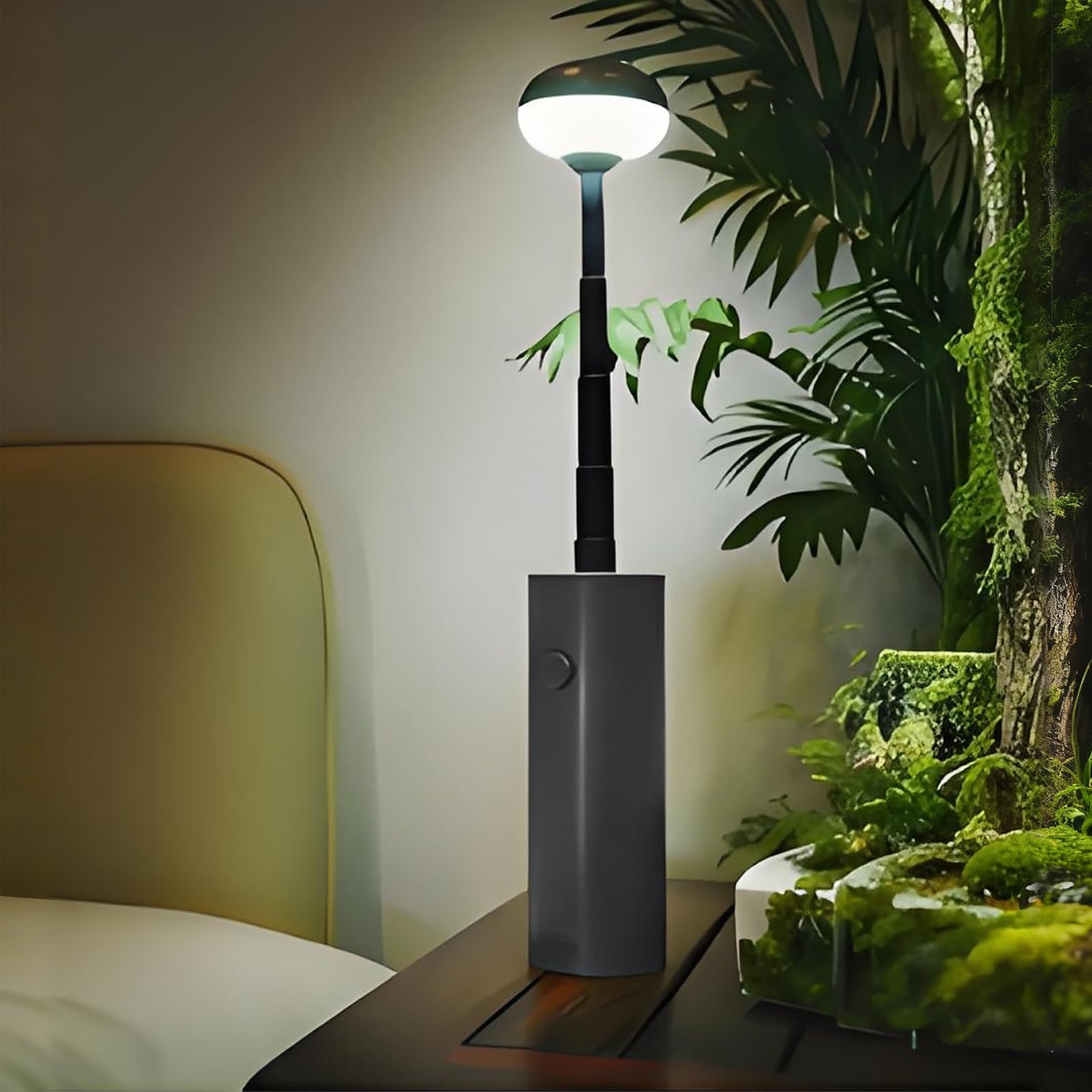 Portable Telescopic Camping Light with 5000mAh Battery – Rechargeable, IPX65 Waterproof, Magnetic & Multi-Mode Outdoor Lamp (Grey)