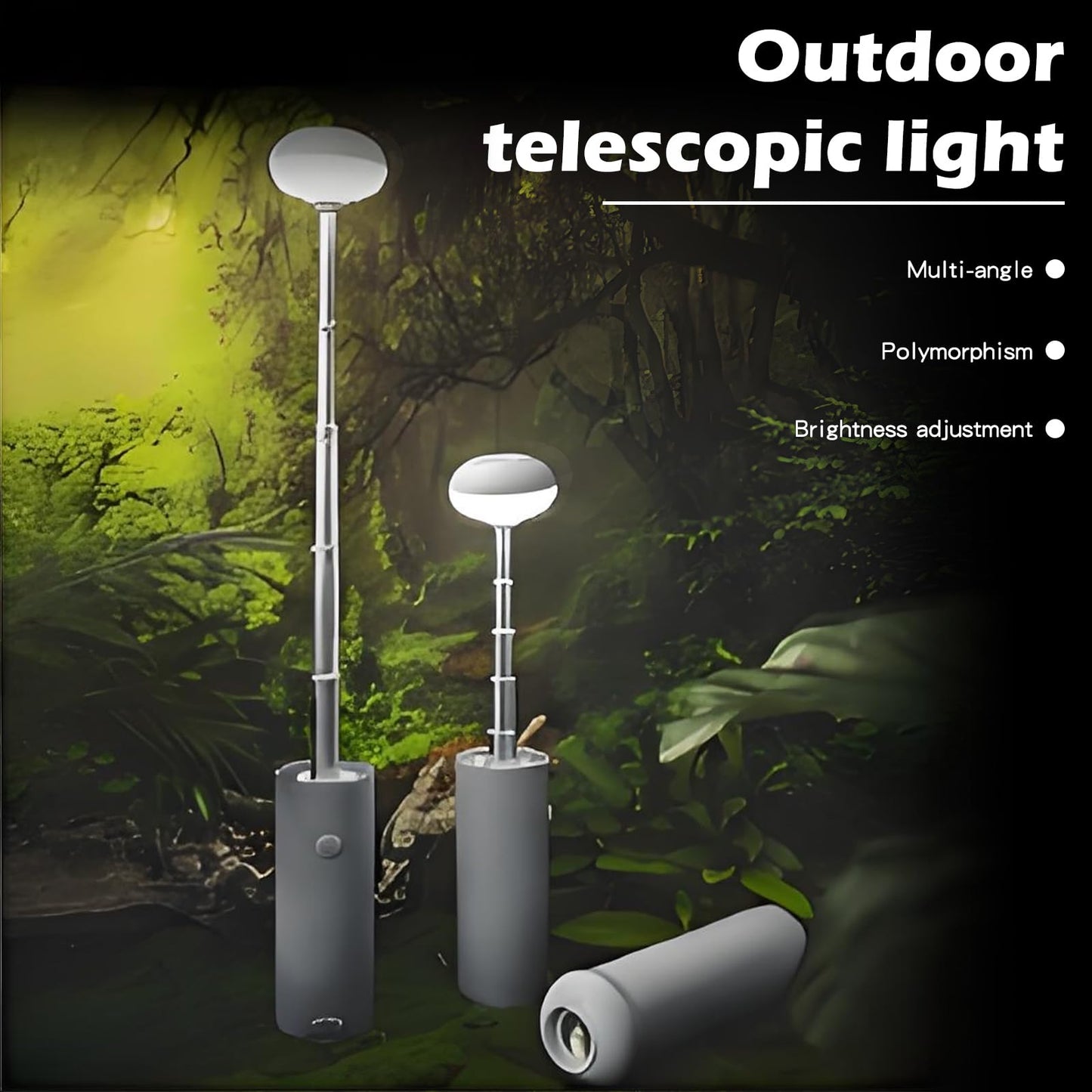 Portable Telescopic Camping Light with 5000mAh Battery – Rechargeable, IPX65 Waterproof, Magnetic & Multi-Mode Outdoor Lamp (Grey) - Image 4