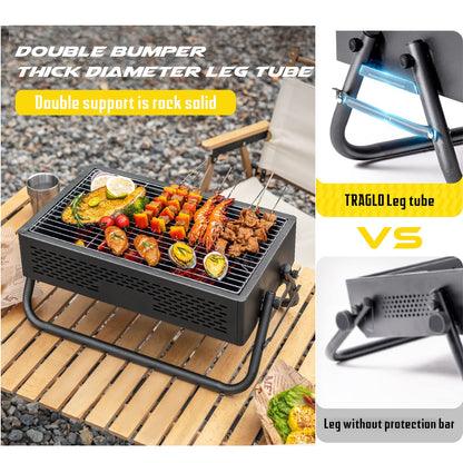 Portable Charcoal Grill with Foldable Legs & Stainless Steel Grate – Compact Outdoor BBQ for Camping, Picnics & Backyard Gatherings (Gray)  - Image 4